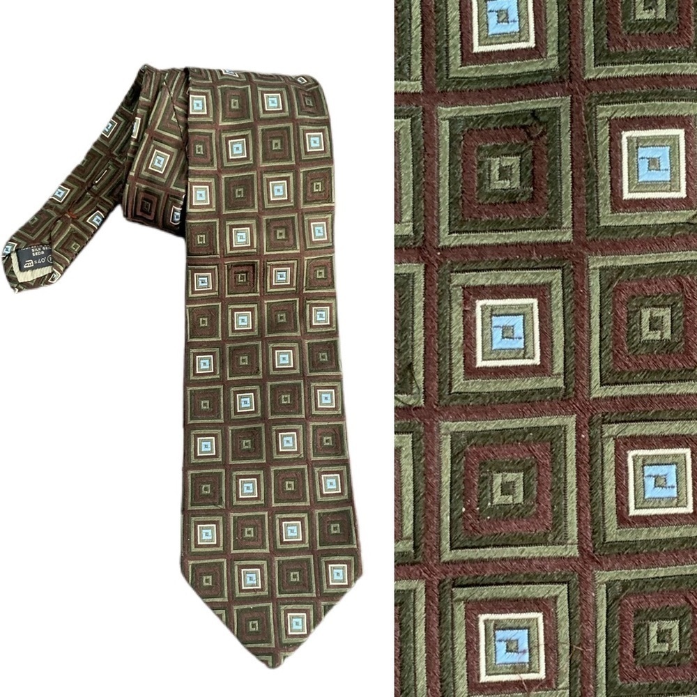 Ermenegildo Zegna 100% Silk Colorful Square Geo Print Tie
